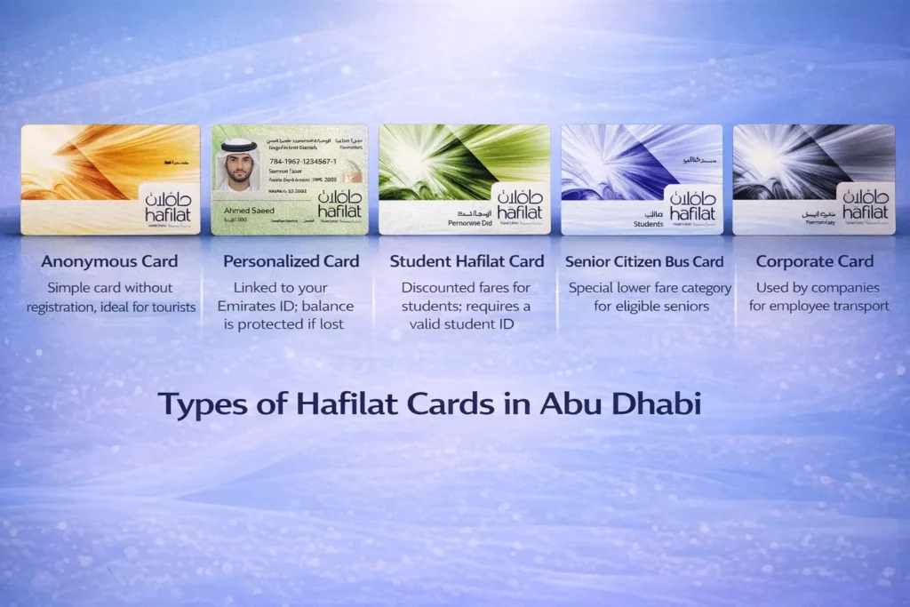 Types of Hafilat Cards in Abu Dhabi